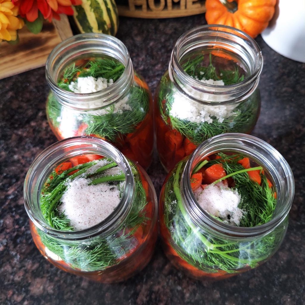Fermented pickled carrots before fermenting